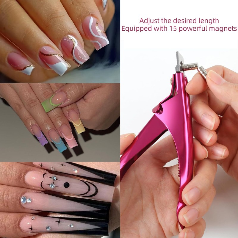 Sharp Blade Acrylic False Nail Clipper with Magnet Size Adjustment
