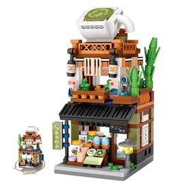 noziaa Japanese City Street View Matcha Shop, MOC Creative Building Blocks House Set, Simulation Architecture Construction Toy, Gifts Idea for Kids Adults (Mini Blocks 379 pcs)