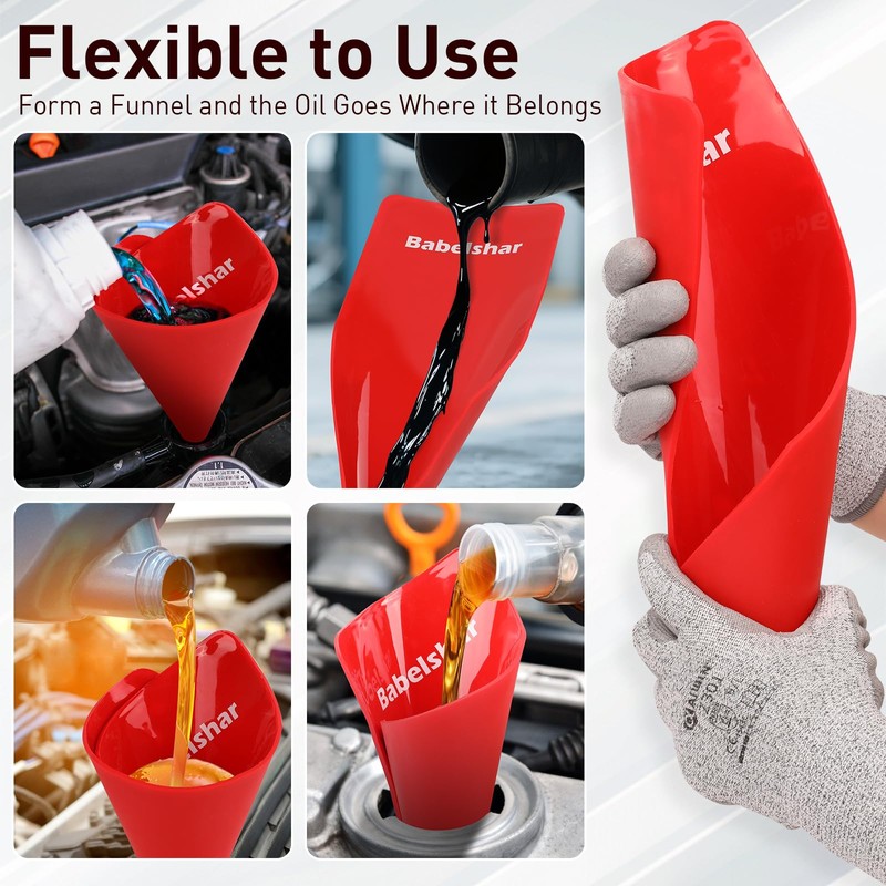 Babelshar Foldable Flexible Funnel for Oil Change, Form a Funnel