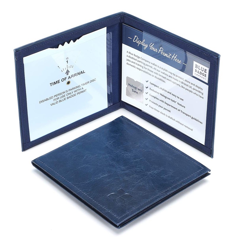 Blue Badge Co Italian Leather Parking Wallet in Navy Blue