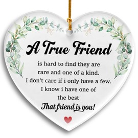 Thank You Friend Gifts for Women, Acrylic Heart Ornament Appreciation Gifts for Friend Soul Sisters Besties, A True Friend is Hard to Find Gifts, Hanging Decor for Christmas Xmas Tree Home Office -21