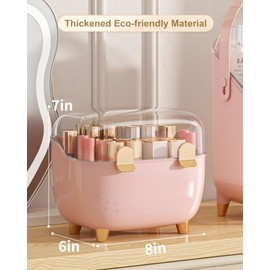 Anylady Lipstick Organizer For Vanity - Detachable Perfume Organizer (Thicken Upgraded), Lipstick Holder With Cover, Cosmetic Organizer (Pink)