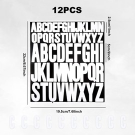 12 PCS Letter Stickers Vinyl Waterproof, Alphabet Sticker Large Vinyl Name Letter Stickers for Scrapbooking Alphabet Stick on Wall (White)