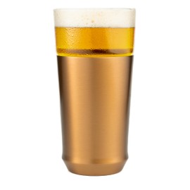 Elevated Craft Hybrid Vacuum Insulated Stainless Steel Base with Removable Pint Glass Insert, Ideal Insulation for Beers & Cold Beverages with Built-in Bottle Opener, Durable & Stylish, Copper (16 oz)