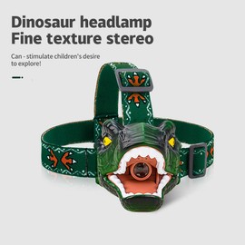 Niovexium Dinosaur Kids Headlamp, Dinosaur Headlamp for Kids Led Toy Flashlight with 4 Lighting Mode for Camping, Hiking, Reading and Party (Green)