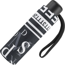 Ultra Mini Pocket Umbrella Petito Small Lightweight Windproof Letters, black-white, Super mini umbrella with hand opener