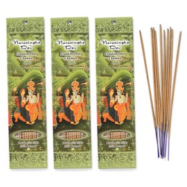 Prabhuji's Gifts Narasingha Dev Hand-Rolled Spiritual Incense Sticks from India - Aromatic - for Meditation, Yoga, Relaxation, & Aromatherapy Incense - Frankincense Champa - 3 Packs of 10 Sticks