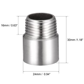 Awclub Shower Head Extension Arm, 1.2-Inch 1/2PT Male to 1/2PT Female Thread 304 Stainless Steel Cast Pipe Fitting Coupler