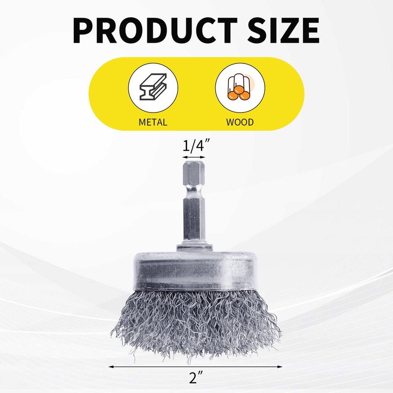 WENORA 4 Pcs Wire Cup Brush Set for Drill, 1/4