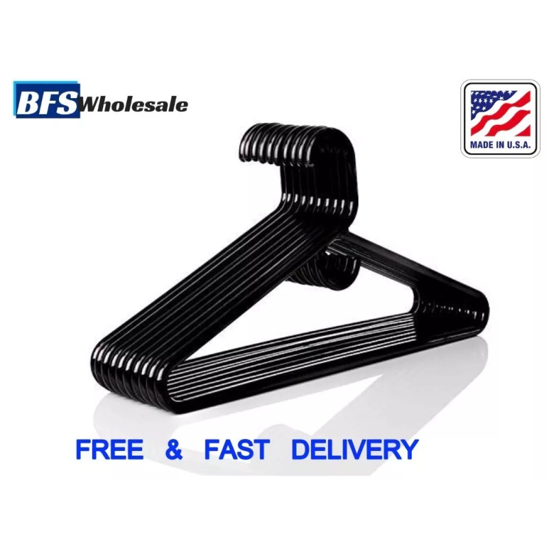 Unbranded Plastic Hangers HD Heavy Duty, 16 Pcs. Black Color,