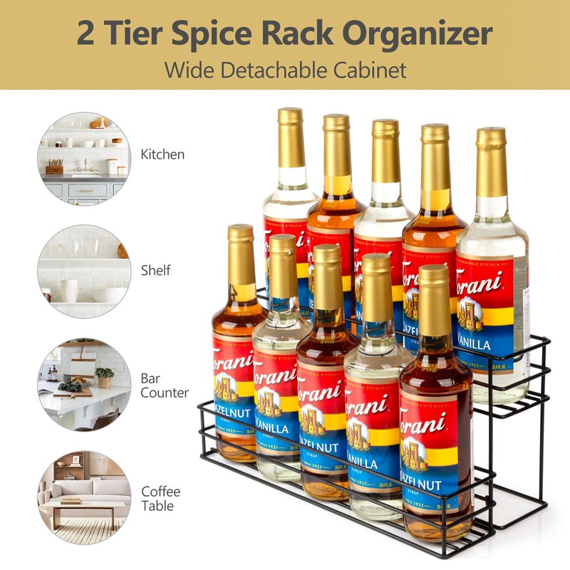 10 Bottle Capacity Coffee Syrup Organizer 2 Tier Coffee Syrup
