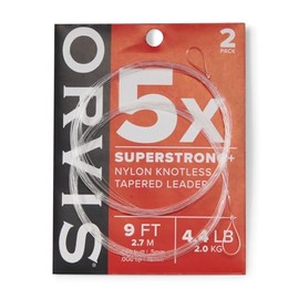 Orvis SuperStrong Plus Leaders - Tough Elastic Tapered Nylon Freshwater Fly Fishing Leader (2pk), 7.5 Foot Length - 2X