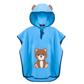LAYNENBURG Premium Bath Poncho Children with Hood - 100% Cotton - Oeko-Tex - Baby Boys Girls Towel Poncho Terry Cloth, Pink - Giraffe