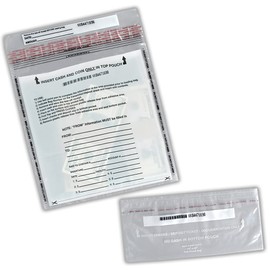 BankSupplies Tamper Evident Top Bottom Clear Transaction Bags | 12W x 10H | Case of 100 | Bank Deposit Bags | Twin Deposit Pockets | Dual Pouch | Faster Audit Process