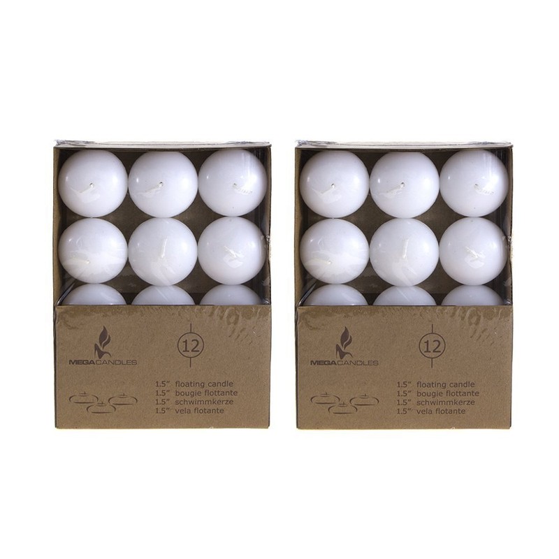 Mega Candles - Unscented 1.5" Floating Disc Candles - White,