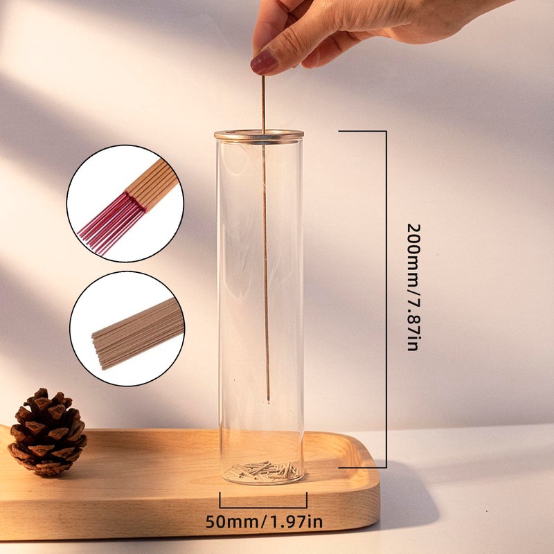 Incense Holder for Sticks with Detachable Glass Ash Catcher Incense