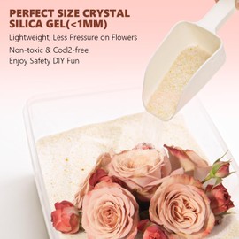 LinsKind Flower Drying Silica Gel Crystals with Container Brush, 5LBS(2.2KG) Silica Gel Flower Drying Fine Crystals, Color Indicating Silica Sand Flower Drying Preservation Kit for Wedding Bouquet