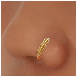 Andelaisi Boho Leaf Clip On Nose Ring Vintage Leaf Nose Ring Gold Leaf Fake Nose Ring Non Pierced Nose Ring Jewelry for Women