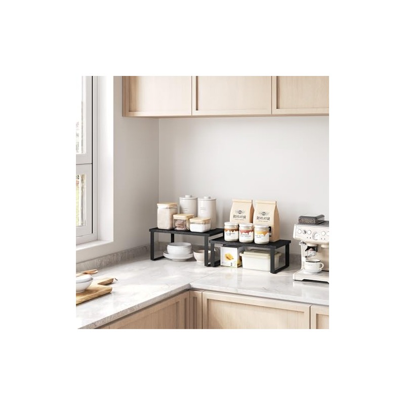 WOLTU Spice Rack, Set of 4, Stackable Kitchen Shelf, Worktop,