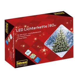 Idena 8325058 LED light chain with 80 LED in warm white, with 8 hours timer function, for parties, Christmas, decoration, wedding, as a mood light, about 15.9 m
