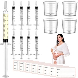 50 Pcs Colostrum Collector Kit 3ml Breast Milk Collector Milk Catcher with 4 Measuring Cup and 54 Stickers Colostrum Collection Gift Colostrum Harvesting Kit with Protective Cap for Breastfeeding