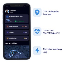 Minitailz Invoxia - Health & GPS Tracker for Dogs No.1 - Heart and Respiratory Scan - Real-time Tracking - Activity and Wellbeing Analysis - Small, Lightweight