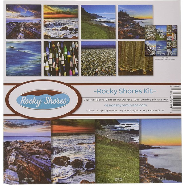 Reminisce Rocky Shores Scrapbook Collection Kit, Multi Color Palette