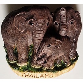 WitnyStore Tiny Elephant Family, Thailand Southeast Asia Tourist Attractions Resin Refrigerator Magnet Traveler Souvenir 3D Fridge Magnets