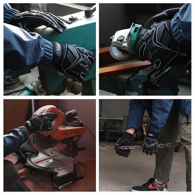 HANDLANDY Anti-Vibration Work Gloves, SBR Pad, TPR Protector, Mechanic Gloves