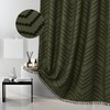 Siiluminisoy Extra Long Olive Green Boho Shower Curtain with Tassel,