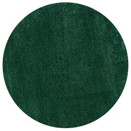 JONATHAN Y SEU100L-5R Haze Solid Low-Pile Indoor Area-Rug, Coastal, Bohemian, Minimalist Easy-Washing,Bedroom,Kitchen,Living Room,Non Shedding, Emerald, 5' Round