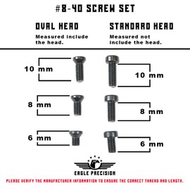 Eagle Precision #8-40 Screw Set | 36 Pcs of 8-40 Screws: 6mm, 8mm, 10mm for Precision Tools, Plates, and Mounts | Includes Oval & Standard Heads, Torx Key