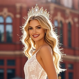 FIRCRE tiaras and crowns for women queen crowns for Women and Girls Crystal Princess Tiaras Rhinestone Tiaras For Wedding Bridal Birthday Prom Pageant Party (Gold White crown)