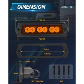 Flush Mount Light Bar Amber, SWATOW INDUSTRIES 7 Inch CREE LED Pod Lights Amber Flush Mount Reverse Lights Spot LED Pods Backup Light for Truck Wrangler F150 Ram Toyota Chevy GMC SUV ATV