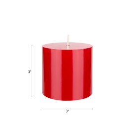 Mega Candles 1 pc Unscented Red Round Pillar Candle, Hand Poured Premium Wax Candles 3 Inch x 3 Inch, Home Décor, Wedding Receptions, Baby Showers, Birthdays, Celebrations, Party Favors & More