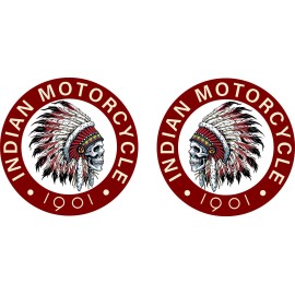 Visionary Enterprises Fits Indian Motorcycle Gas Tank Decals 5" Round Indian Skull Headdress, Set of 2