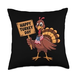 Thanksgiving Turkey Happy Turkey Day Thanksgiving Turkey Throw Pillow