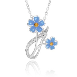 Equilibrium Forget Me Not Elegant Silver Plated Pendant Necklace