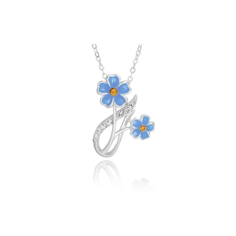 Equilibrium Forget Me Not Elegant Silver Plated Pendant Necklace