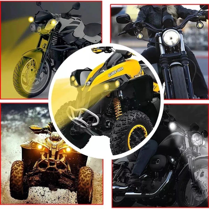 3 Par Faros Luces Led Para Motos Auto Doble Color