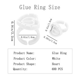 Glue Rings, 400 PCS Glue Rings for Eyelash Extensions, Lash Rings for Glue, Disposable Smart Glue Cups Lash Glue Holder Ring Cup, Volume Heart Shape Blossom Ring Fanning Cups for Eyelash Extensions