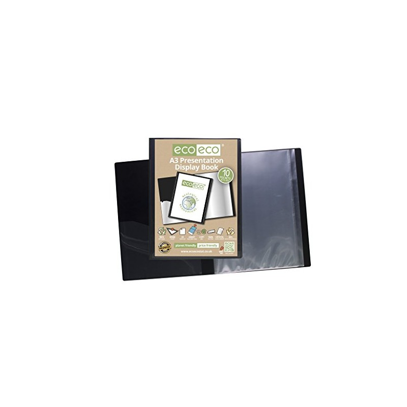 eco-eco A3 50% Recycled 10 Pocket Black Folder Presentation Display