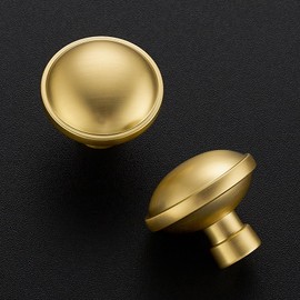 JOY DECOR 10 Pack Brushed Brass Cabinet Knobs Single Hole Dresser Drawer Pulls Modern Kitchen Cabinet Hardware for Cupboard Door Handles