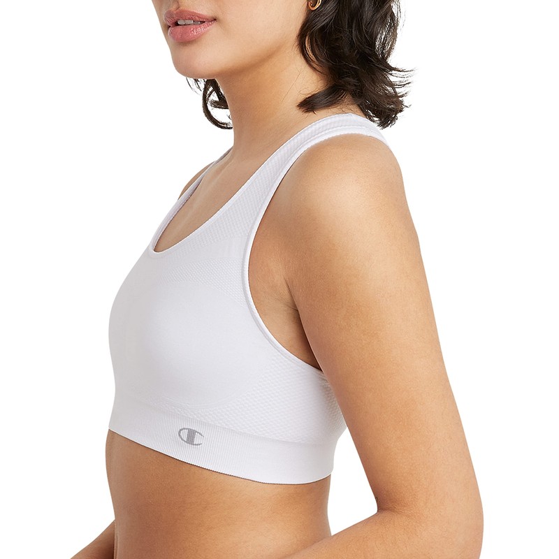 Champion Women's Freedom Seamless Racerback Sports Bra, White, X-Small