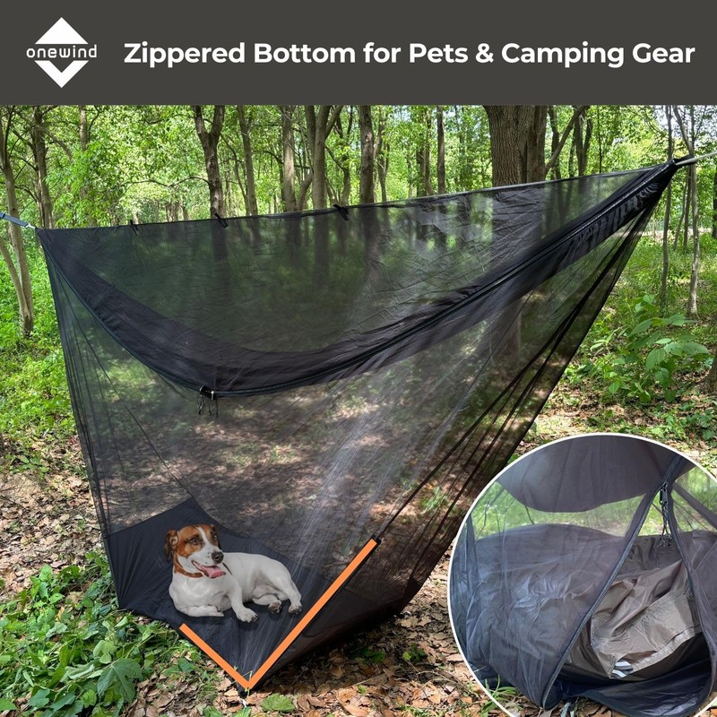 onewind Hammock Mosquito Net, Camping Hammock Bug Net with Zipper