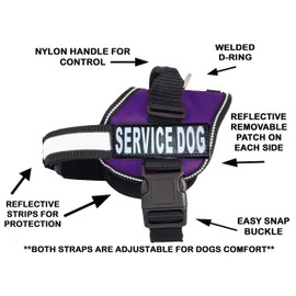 Doggie Stylz Dog Harness No Pull Service Dog Vest 2 Reflective Removable Dog Tag Patches Hook and Loop Straps and Handle for Comfort - 6 Sizes from XXS for Small Dogs to XXL Harness for Large Dogs