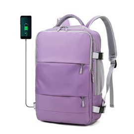 M MUNCASO Commuter Backpack for Womens Mens Cabin Carry On Rucksack with Shoes Compartment USB Port Boys Laptop Backpacks for Travel Gym School (Purple)