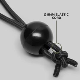 Pluvios Bungee Ropes with Balls, Heavy Duty Outdoor Activities, Inch Bungee Straps - 25 Pieces Green Bungee Balls with Elastic Cord for Canopy, Tarpaulin (Black, 10cm)
