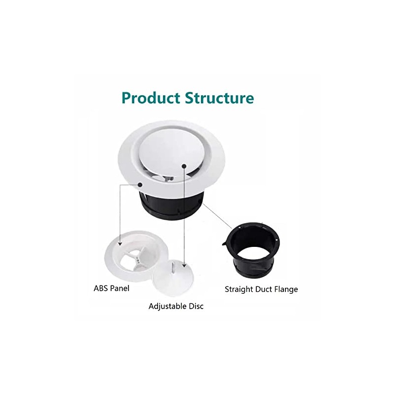 4 inch ABS Adjustable Air Vent White Round Soffit Exhaust