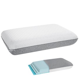 Adjustable Firm Memory Foam Pillow for Sleeping, Cooling Memory Foam Pillow with Two Sides Cover, Height AdjustablePillow for Side Sleeper, Slim Pillows for Adult, Neckpain Relief, Washable, Standard